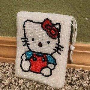 Hello Kitty Mini Beaded Coin Purse No Swing Tag Handmade Good Condition Cute